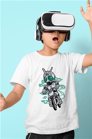 Shadowmoon Motocross Rider Baskılı Beyaz Unisex Çocuk Tshirt