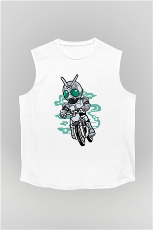 Shadowmoon Motocross Rider Baskılı Beyaz Unisex Kolsuz Tişört