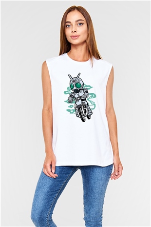 Shadowmoon Motocross Rider Baskılı Beyaz Unisex Kolsuz Tişört