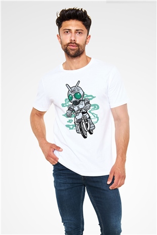 Shadowmoon Motocross Rider Baskılı Beyaz Unisex Tshirt