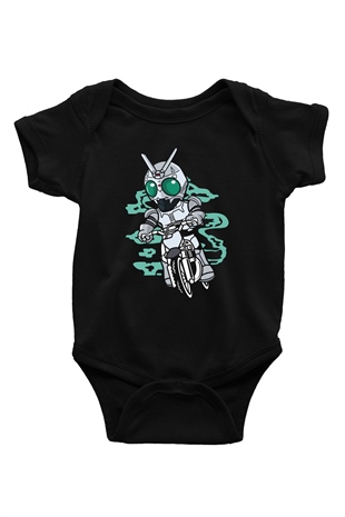 Shadowmoon Motocross Rider Baskılı Siyah Bebek Body - Zıbın
