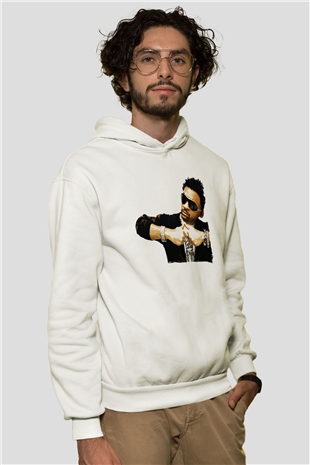 Shaggy Beyaz Unisex Kapüşonlu Sweatshirt