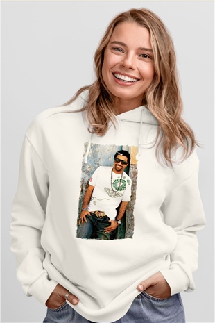 Shaggy Beyaz Unisex Kapüşonlu Sweatshirt