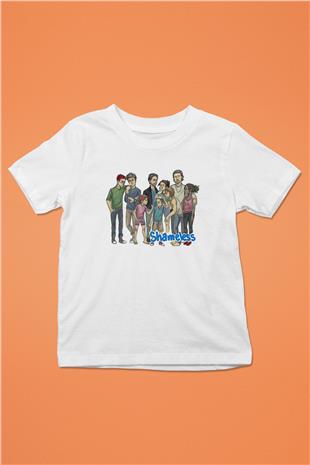 Shameless Baskılı Beyaz Unisex Beyaz Çocuk Tişört - Tshirt