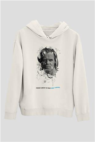 Shameless Baskılı Beyaz Unisex Hoodie