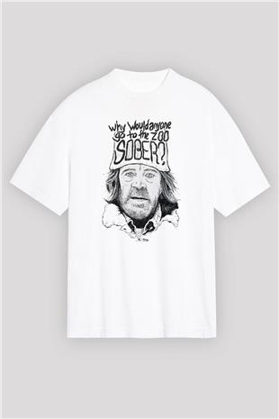 Shameless Baskılı Beyaz Unisex Oversize Tişört - Tshirt