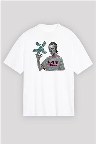 Shameless Baskılı Beyaz Unisex Oversize Tişört - Tshirt