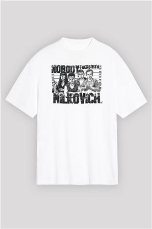 Shameless Baskılı Beyaz Unisex Oversize Tişört - Tshirt