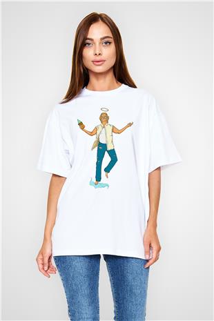 Shameless Baskılı Beyaz Unisex Oversize Tişört - Tshirt
