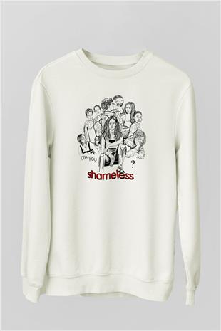 Shameless Baskılı Beyaz Unisex Sweatshirt