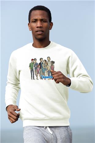 Shameless Baskılı Beyaz Unisex Sweatshirt