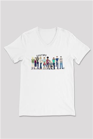 Shameless Baskılı Beyaz Unisex V Yaka Tişört - Tshirt