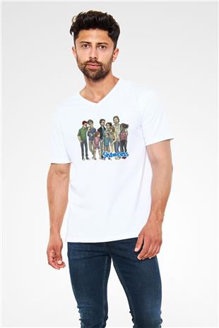 Shameless Baskılı Beyaz Unisex V Yaka Tişört - Tshirt
