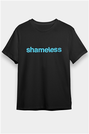 Shameless Baskılı Unisex Siyah Tişört - Tshirt