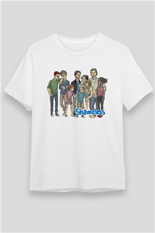Shameless Unisex Baskılı Beyaz Tişört - Tshirt