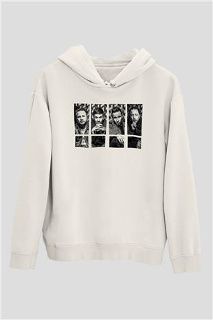 Shamrain Baskılı Unisex Siyah Kapüşonlu Sweatshirt