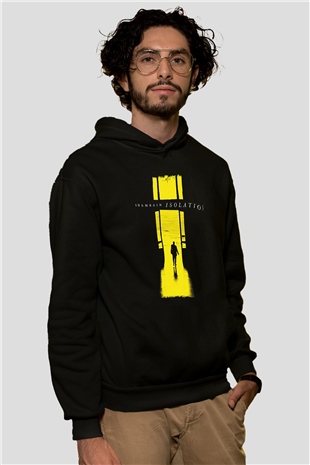 Shamrain Baskılı Unisex Siyah Kapüşonlu Sweatshirt