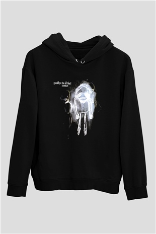 Shamrain Baskılı Unisex Siyah Kapüşonlu Sweatshirt