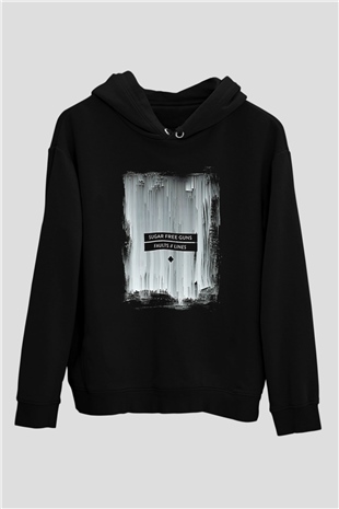Shamrain Baskılı Unisex Siyah Kapüşonlu Sweatshirt