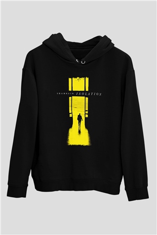 Shamrain Baskılı Unisex Siyah Kapüşonlu Sweatshirt