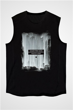 Shamrain Baskılı Unisex Siyah Kolsuz Tişört - Tshirt