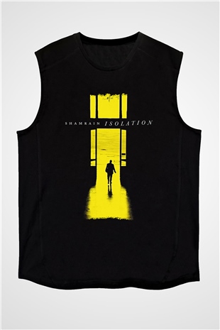 Shamrain Baskılı Unisex Siyah Kolsuz Tişört - Tshirt