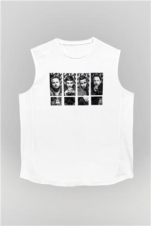 Shamrain Baskılı Unisex Siyah Kolsuz Tişört - Tshirt