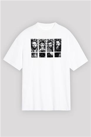 Shamrain Baskılı Unisex Siyah Oversize Tişört - Tshirt