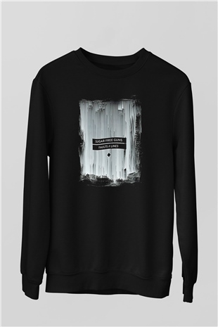 Shamrain Baskılı Unisex Siyah Sweatshirt