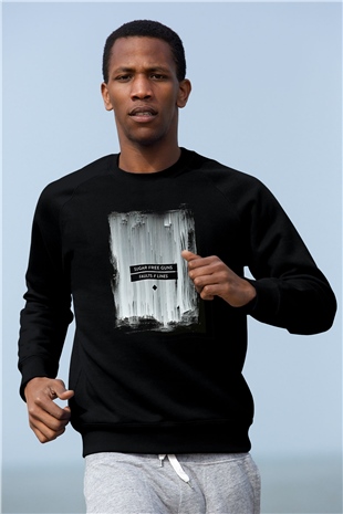 Shamrain Baskılı Unisex Siyah Sweatshirt