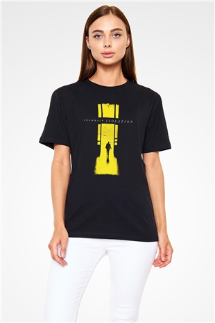 Shamrain Baskılı Unisex Siyah Tişört - Tshirt