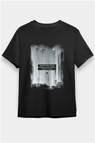 Shamrain Baskılı Unisex Siyah Tişört - Tshirt