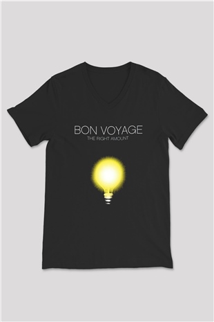 Shamrain Baskılı Unisex Siyah V Yaka Tişört - Tshirt