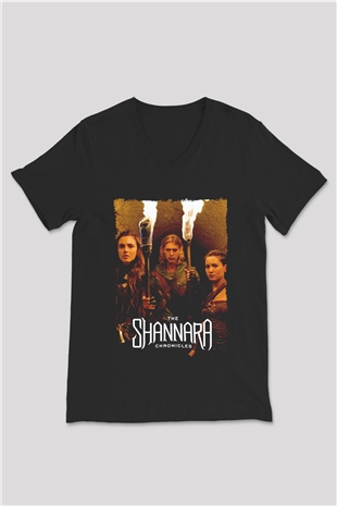 Shannara Chronicles Siyah Unisex V Yaka Tişört