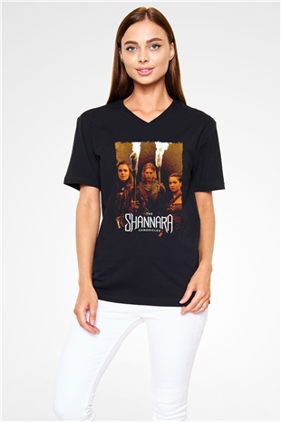 Shannara Chronicles Siyah Unisex V Yaka Tişört