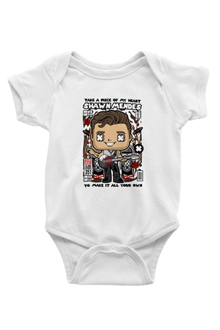 Shawn Mendes Baskılı Unisex Beyaz Bebek Body - Zıbın