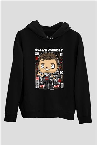 Shawn Mendes Baskılı Unisex Siyah Hoodie