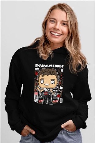 Shawn Mendes Baskılı Unisex Siyah Hoodie