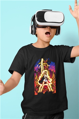She-Ra Baskılı Siyah Unisex Çocuk Tişört