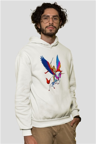 She-Ra Beyaz Unisex Kapşonlu Sweatshirt