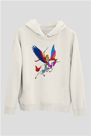 She-Ra Beyaz Unisex Kapşonlu Sweatshirt