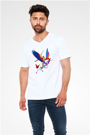 She-Ra Beyaz Unisex V Yaka Tişört