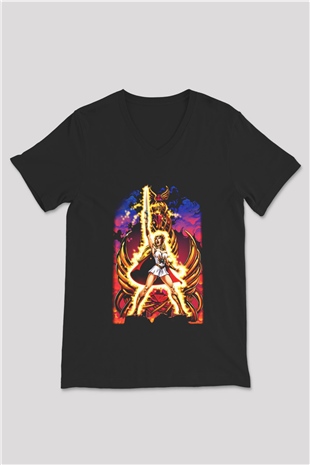 She-Ra Siyah Unisex V Yaka Tişört