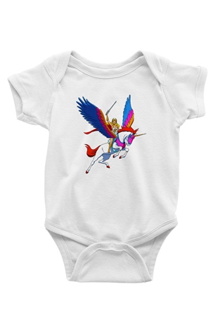 SheRa Baskılı Beyaz Unisex Bebek Body - Zıbın