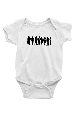 Sherlock Baskılı Beyaz Unisex Bebek Body - Zıbın