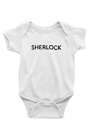 Sherlock Baskılı Beyaz Unisex Bebek Body - Zıbın