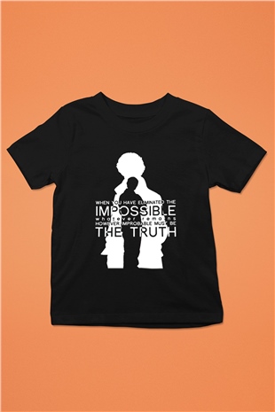 Sherlock Baskılı Siyah Unisex Çocuk Tişört