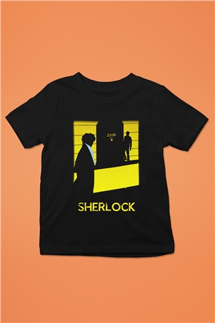 Sherlock Baskılı Siyah Unisex Çocuk Tişört