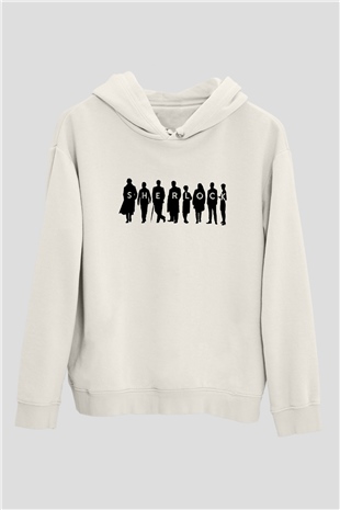 Sherlock Beyaz Unisex Kapşonlu Sweatshirt