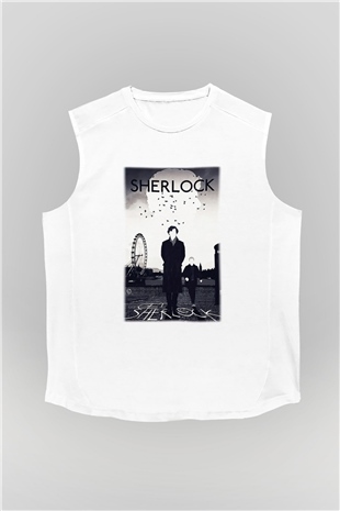 Sherlock Beyaz Unisex Kolsuz Tişört